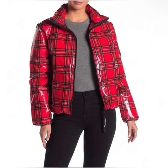 Juicy Couture Jackets & Blazers - ⚡️SALE⚡️Juicy Couture Black Label Plaid Tartan Patent Puffer Jacket NWOT